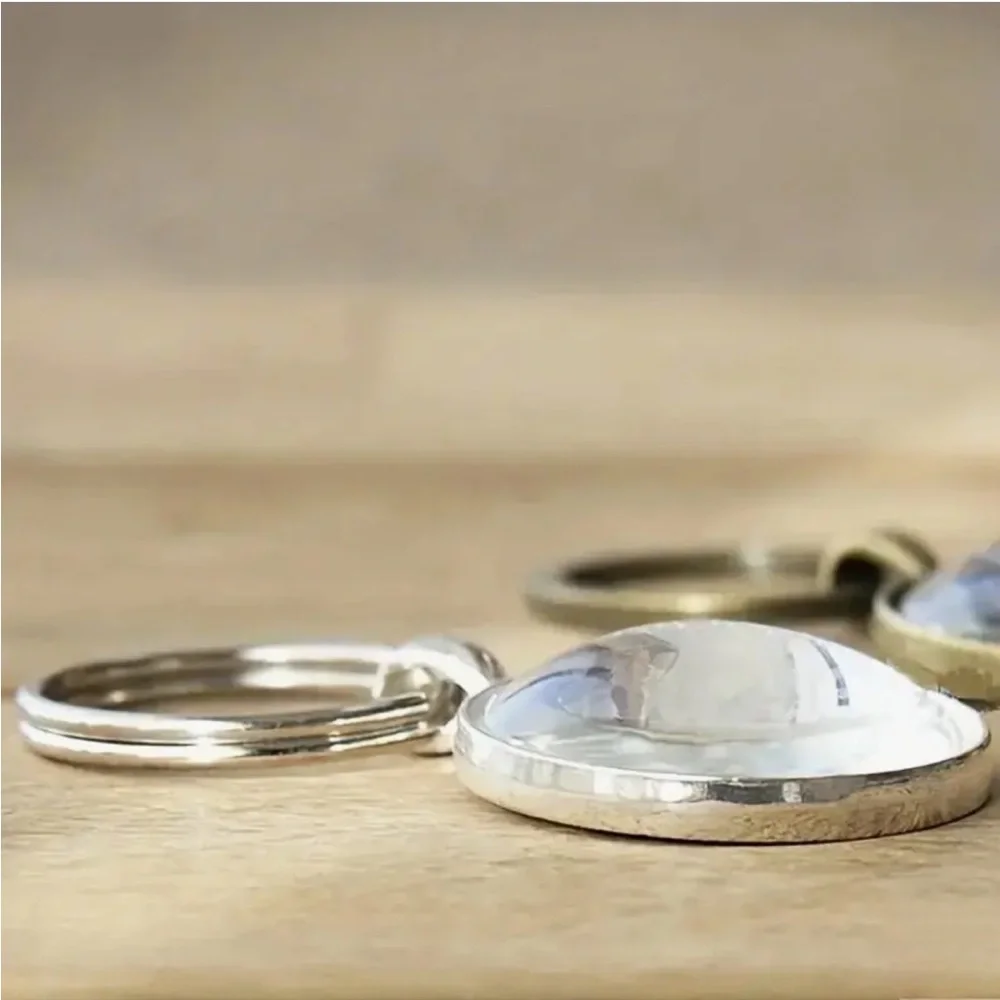 Siamese Cat with Blue Mosaic Cabochon Keychain Key Ring